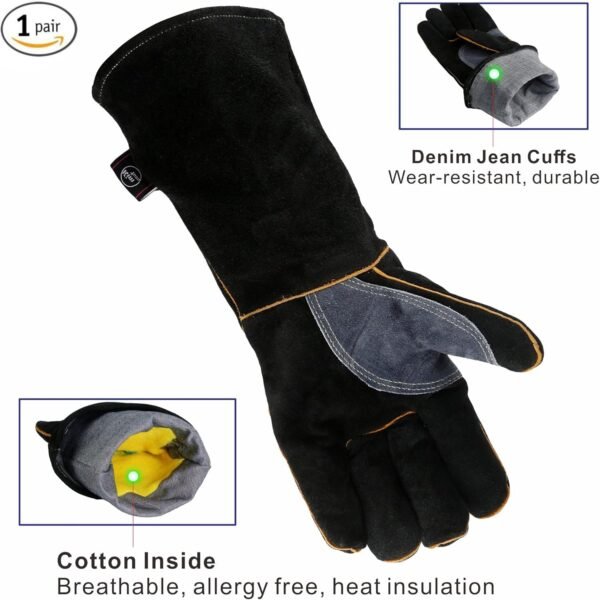 Tig Welding Gloves Unlined Grain Cowhide leather  and fireproof Thread Stitch Welders Safety Gloves Top Quality - Image 6