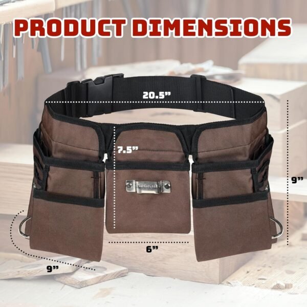 Tool Belt Premium Leather Oil Tanned 14 Pockets Heavy Duty Tool Belt For Electrician Carpenter Construction