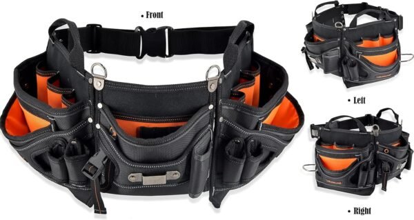 Original Leather Carpenter Tool Belt with Customized Suspender 17-Pocket Professional Framers Tool Pouch