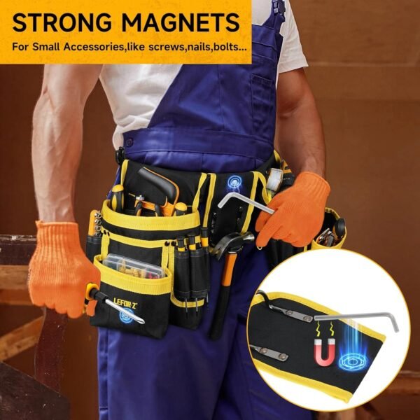 Genuine Full Grain Leather Heavy Duty Multi Pockets Construction Rig Carpenters 2 Pouches Framer Belt Tool - Image 7