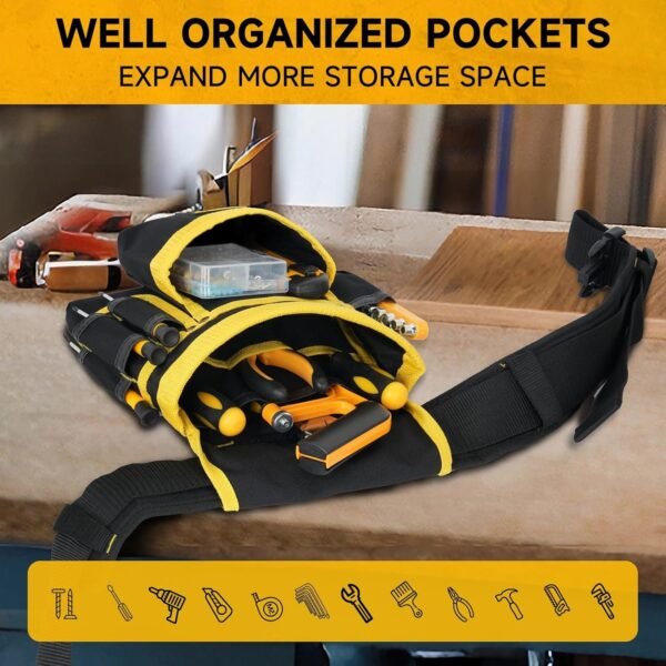 Genuine Full Grain Leather Heavy Duty Multi Pockets Construction Rig Carpenters 2 Pouches Framer Belt Tool - Image 4