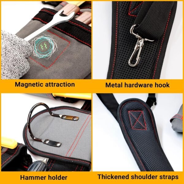 Professional Leather Tool Belt Carpenter Pouches For Carpenters With 12 Pockets Suitable For Electricians - Image 3