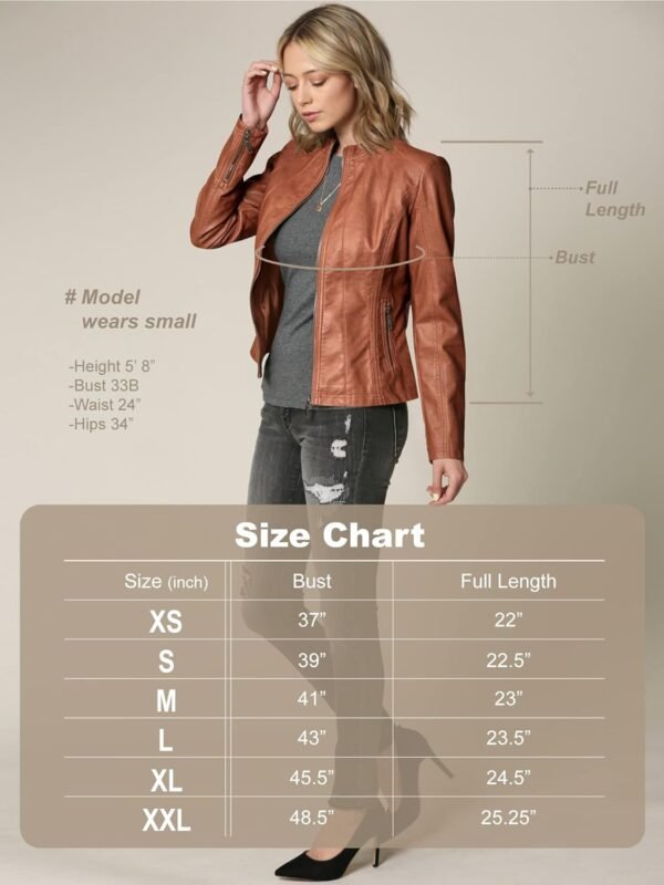 Best Manufacturer's XL Women's Sheepskin Leather Jacket Solid Color Breathable Pockets Cotton Filled Clothing Printed Fabric - Image 6