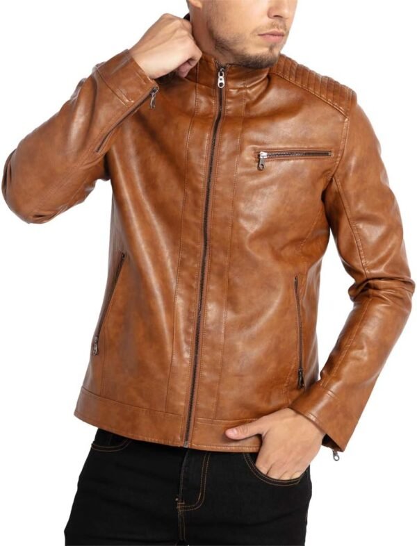 New Arrival Men's High Quality Fashion Design Leather Jacket Motorcycle Leather Jacket For Men Leather Jackets - Image 4
