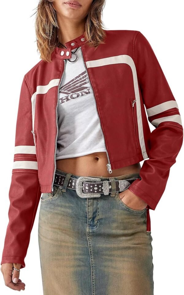 Stylish Ladies Jacket Unique Color Best Quality Genuine Leather Customized Logo Autumn XL Dyed Printed Pocket Decoration - Image 6