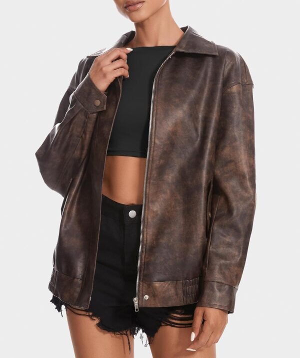 ECO Friendly Street Wear Women Leather Jacket Cause Wear Custom Color Plain Design Women Leather Jacket - Image 3