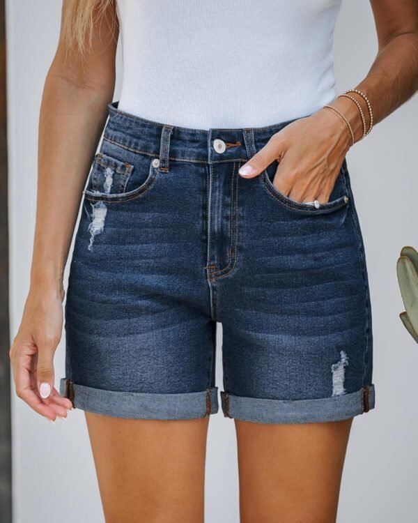 Summer Women Denim Shorts Ripped Shorts High Waist Fashion Torn Denim Shorts Jeans - Image 3