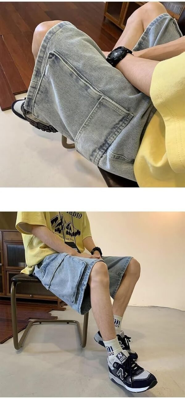 2025 Custom Jeans Men's Clothing Fashion Ripped Patch Men Pants Straight Denim Jean Shorts Men Wholesale - Image 3